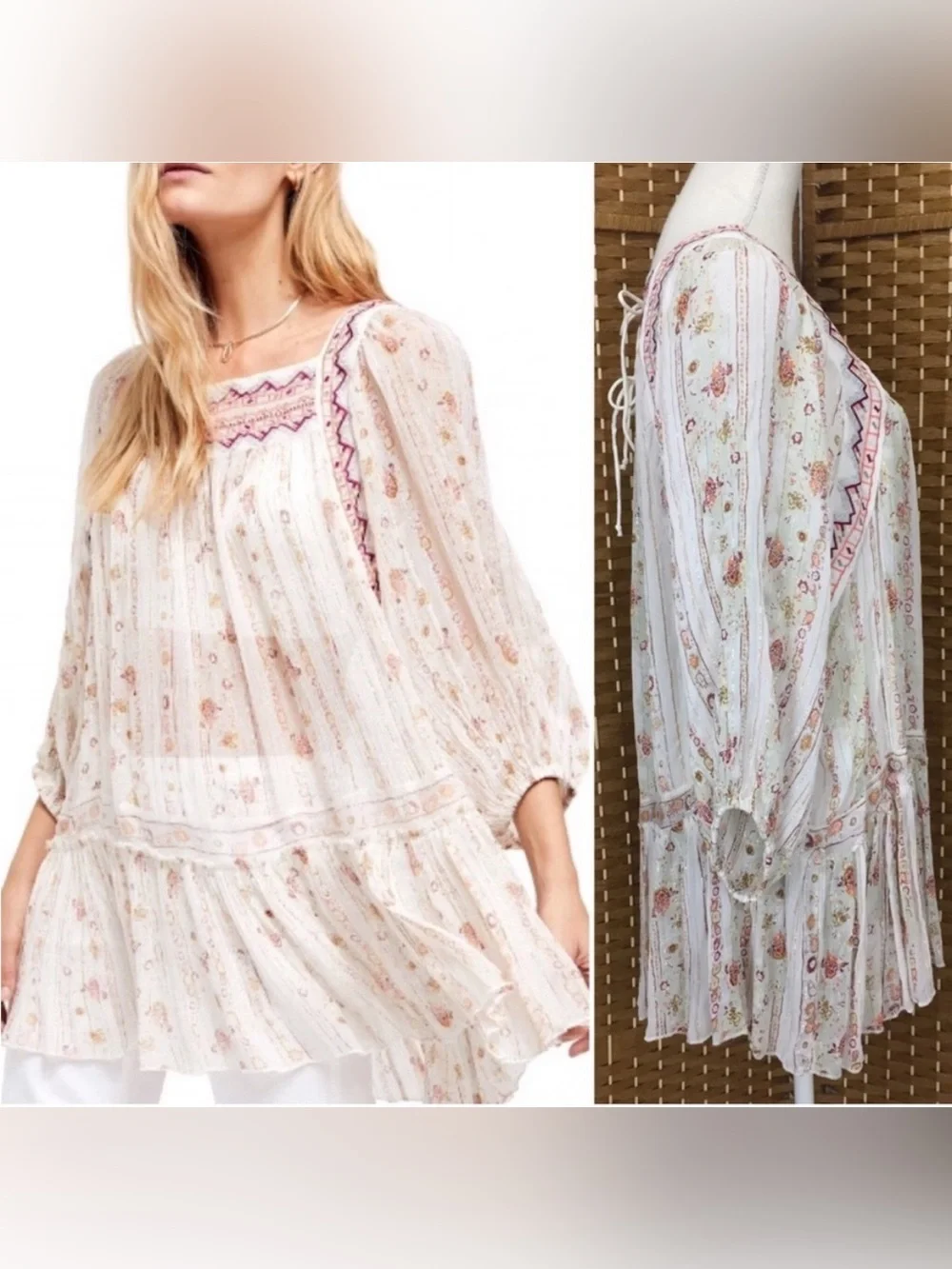 Free People Ivory Dance Magic Tunic Size Large